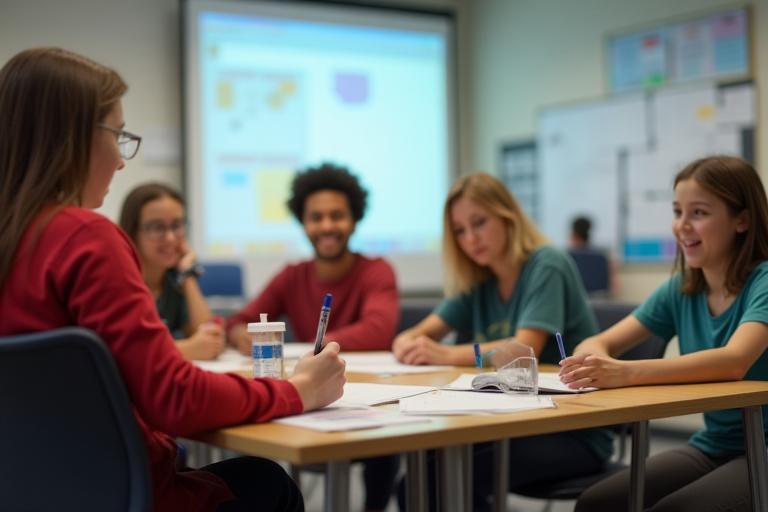 Interactive classroom setting at De Taalmeester Academy